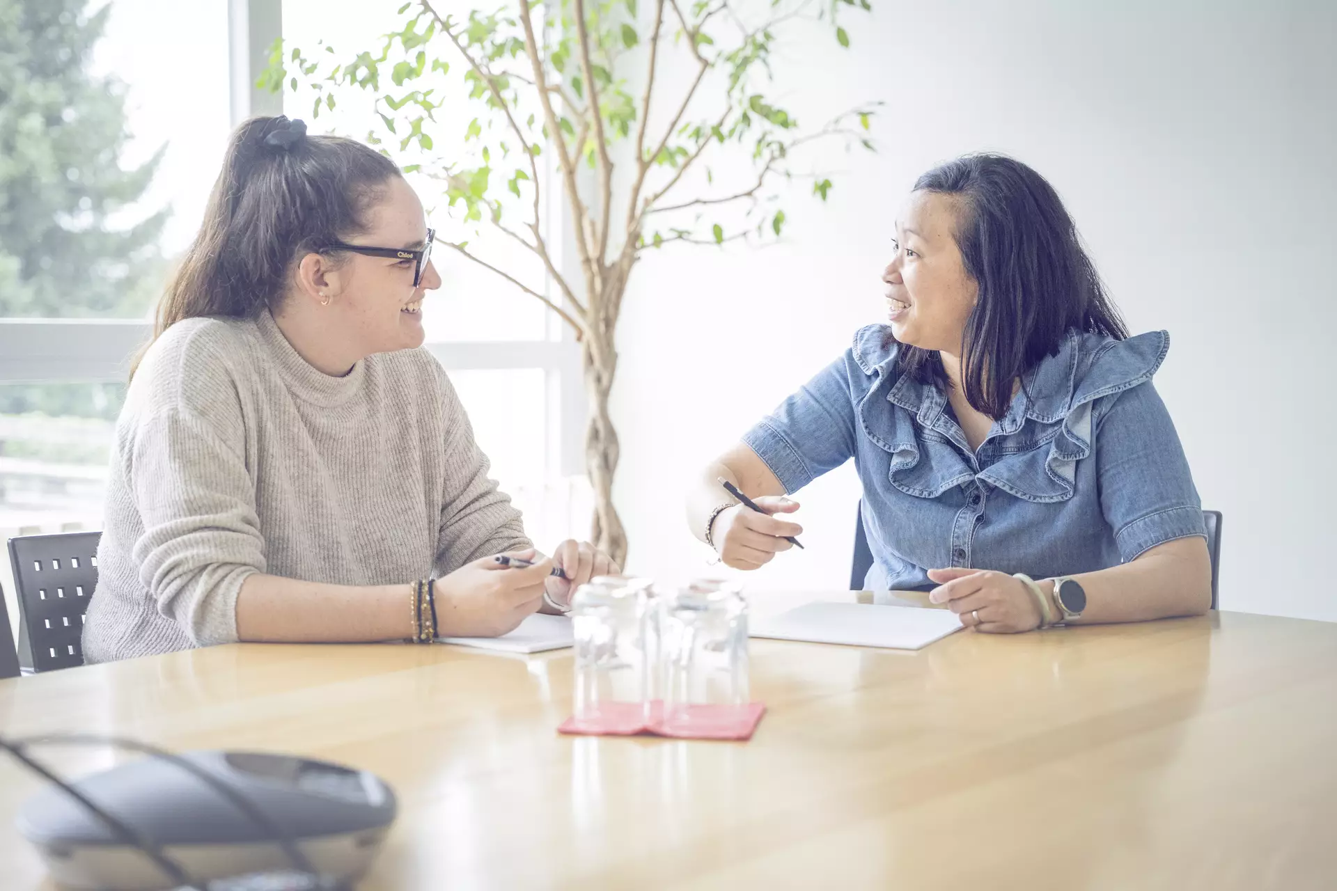 apprentie employée de commerce en séance avec sa formatrice