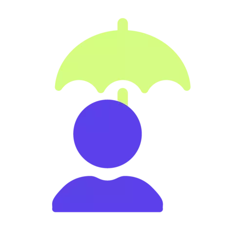 Un bonhomme avec un parapluie en dessus