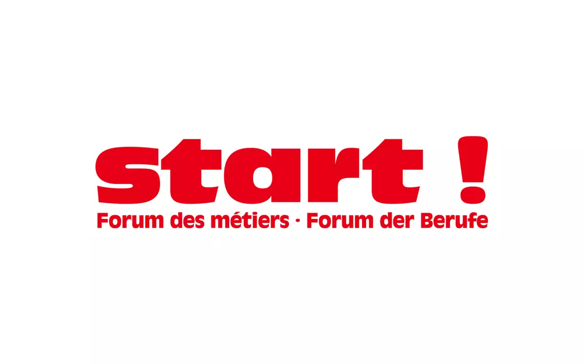 Logo de Start! Forum des métiers en rouge et blanc