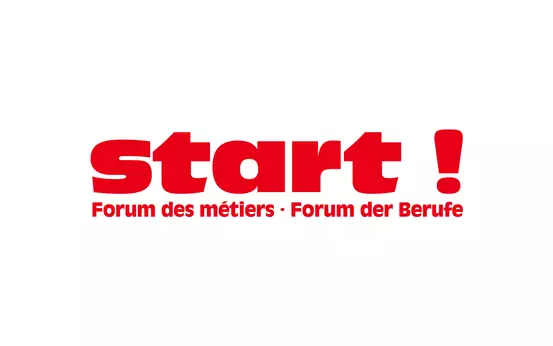 Logo de Start! Forum des métiers en rouge et blanc